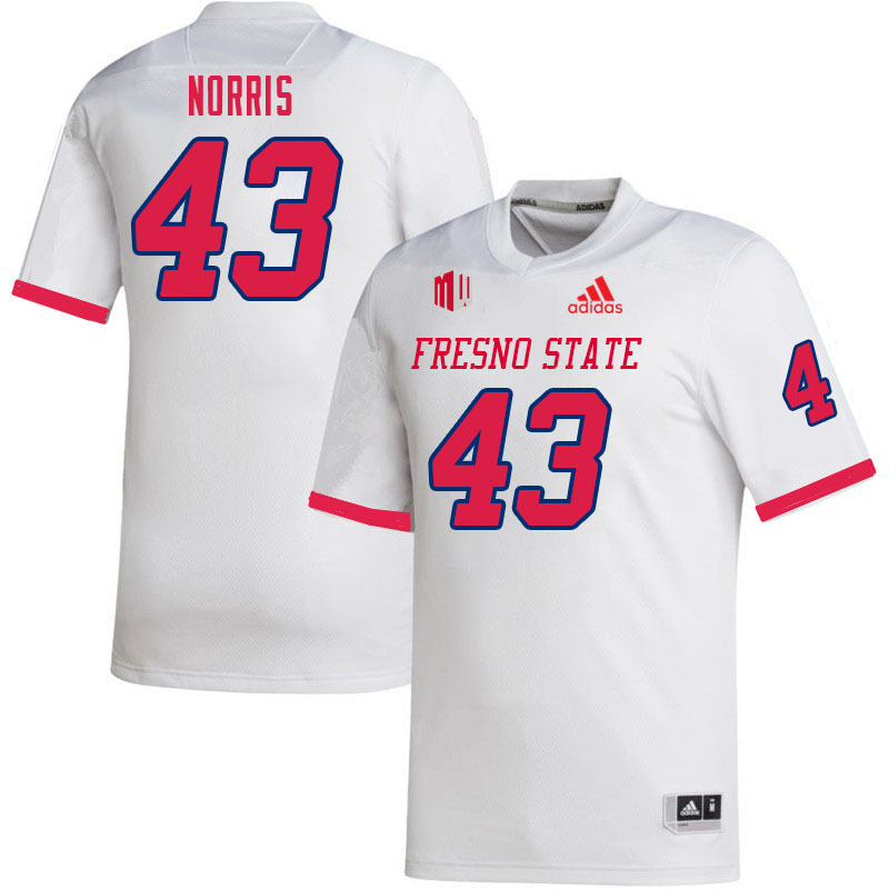 Men #43 Morice Norris Fresno State Bulldogs College Football Jerseys Sale-White - Click Image to Close